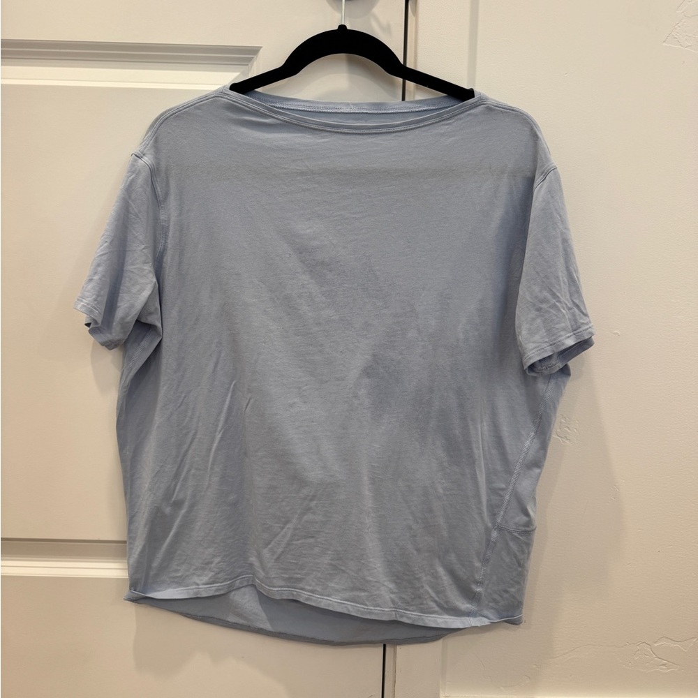 lululemon athletica back in action organic cotton t shirt in light blue